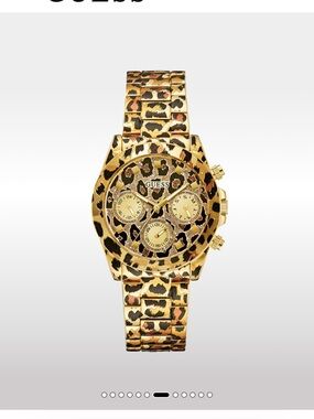 GUESS Gold Tone Leopard Print Women's Watch